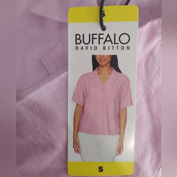 NWT Buffalo Women's Linen Blend Button Front Shirt Pink S B16 - Picture 4 of 5